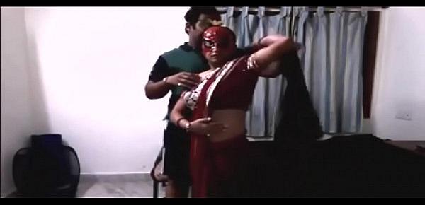  Indian Bhabhi dance with devar In Red Saree